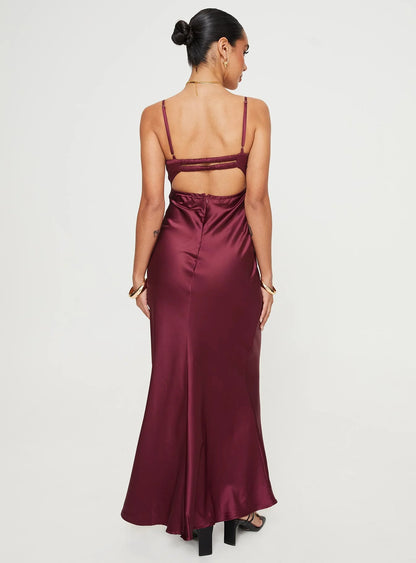 Lace Trim Sweetheart Neck Spaghetti Strap Satin Mermaid Evening Dress with Smocked Back Cutout