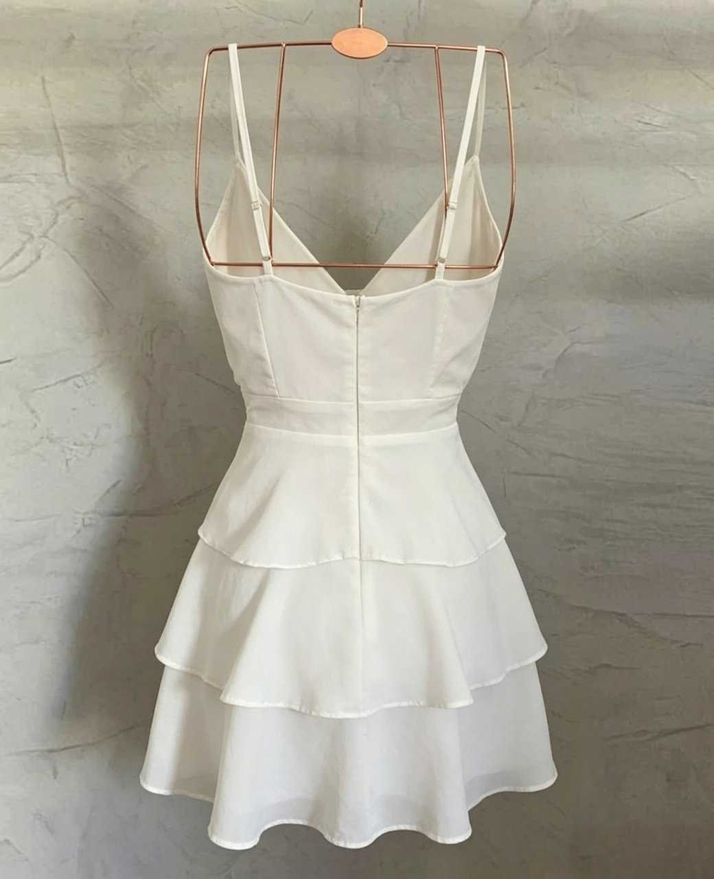 Light Chiffon Mini Fit Flare Spaghetti Strap Surplice V Neck Multi Tier Ruffle Skirt Adjustable Strap Zipper Back Homecoming Dresses
