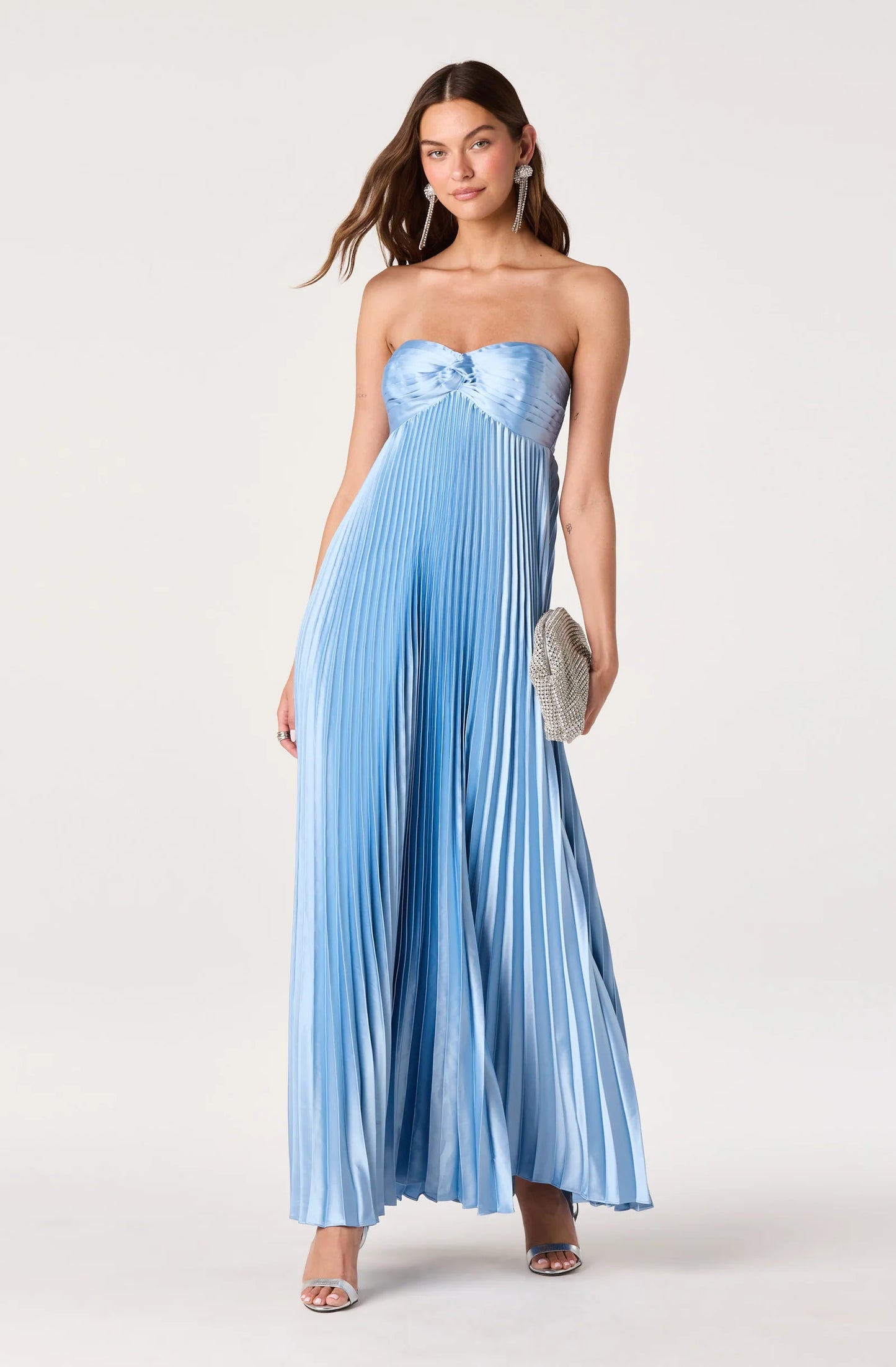 Elegant Pleated Satin A-Line Sweetheart Spaghetti-Strap Back-Zip Maxi Evening Dresses