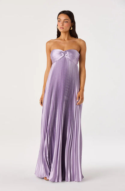 Elegant Pleated Satin A-Line Sweetheart Spaghetti-Strap Back-Zip Maxi Evening Dresses