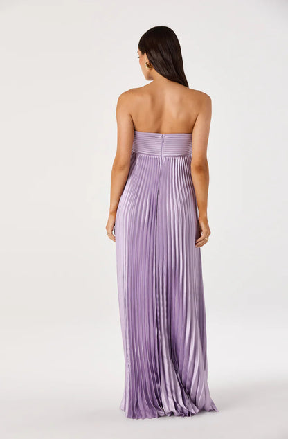 Elegant Pleated Satin A-Line Sweetheart Spaghetti-Strap Back-Zip Maxi Evening Dresses