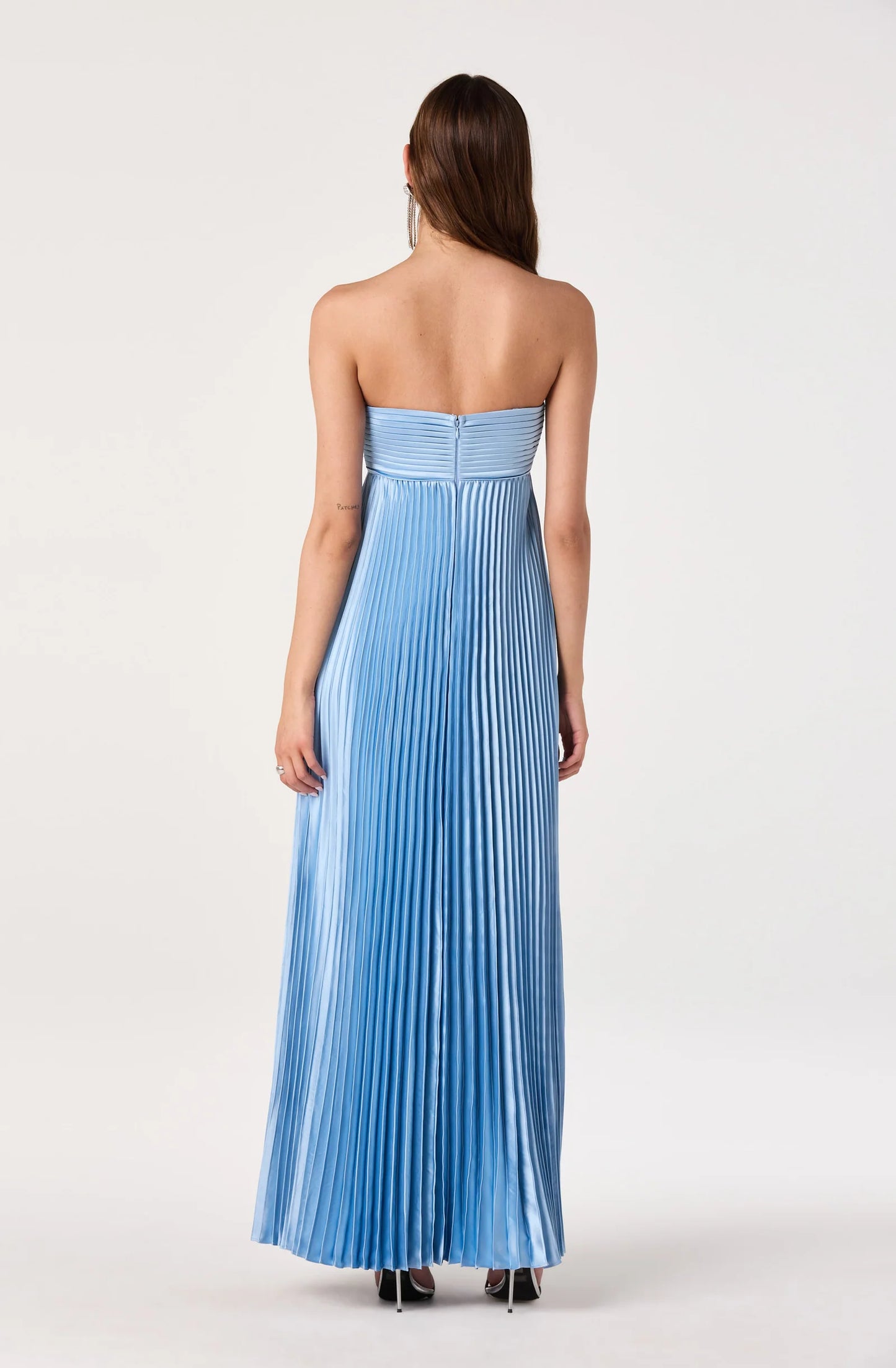 Elegant Pleated Satin A-Line Sweetheart Spaghetti-Strap Back-Zip Maxi Evening Dresses