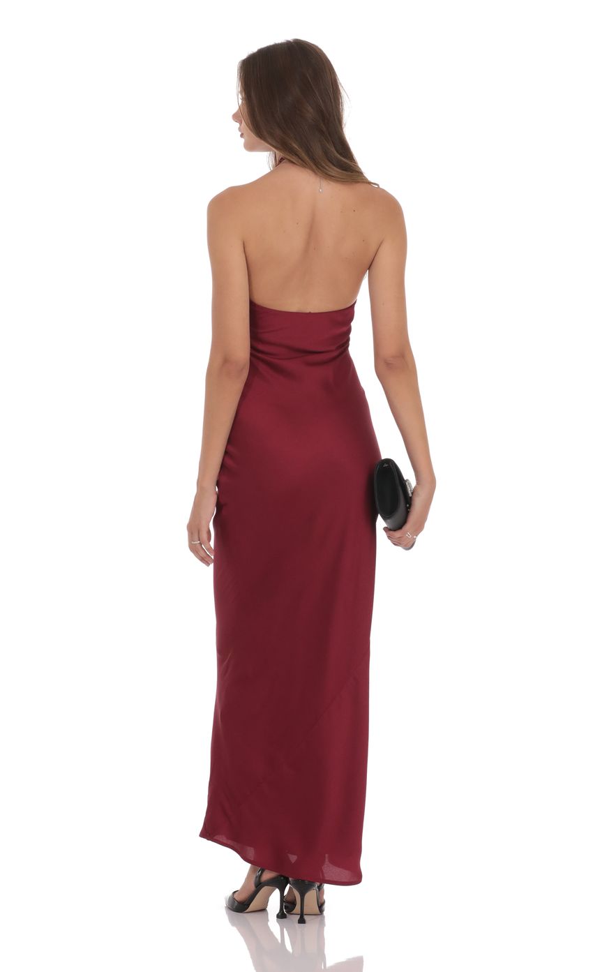 Luxe Satin Twist Halter Neck Open Back Maxi Evening Dress