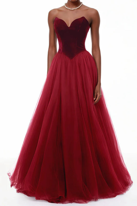Luxurious Voluminous Strapless Sweetheart Neck Sleeveless Open Back Floor Length Evening Dress