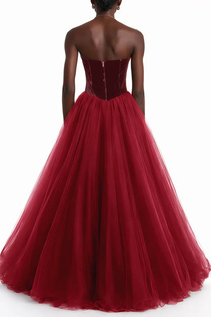 Luxurious Voluminous Strapless Sweetheart Neck Sleeveless Open Back Floor Length Evening Dress