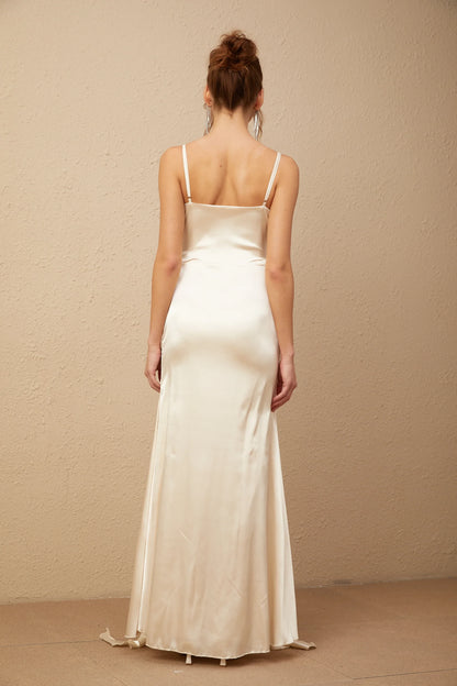 Luxurious Satin Sheath Sweetheart Spaghetti Strap Straight Back Floor-Length Evening Dresses