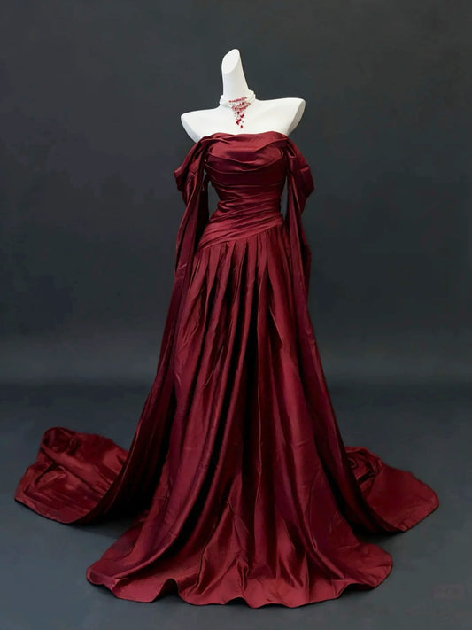 Luxury Fitted A-Line Sweetheart Neck Off-The-Shoulder Lace-Up Back Prom Dresses