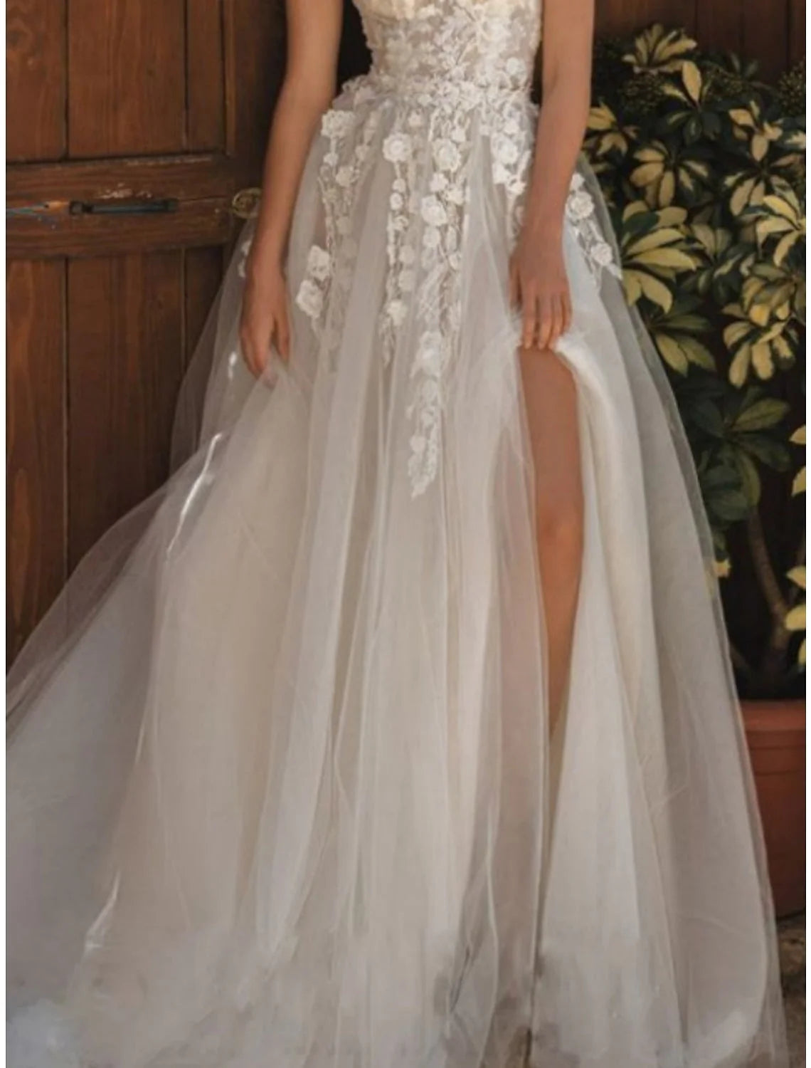 A-line/Princess Off Shoulder and Floor Lace Wedding Dress
