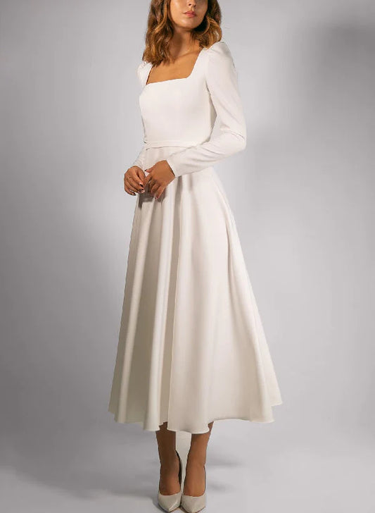 A-line/Princess Square Tea Long Wedding Dress