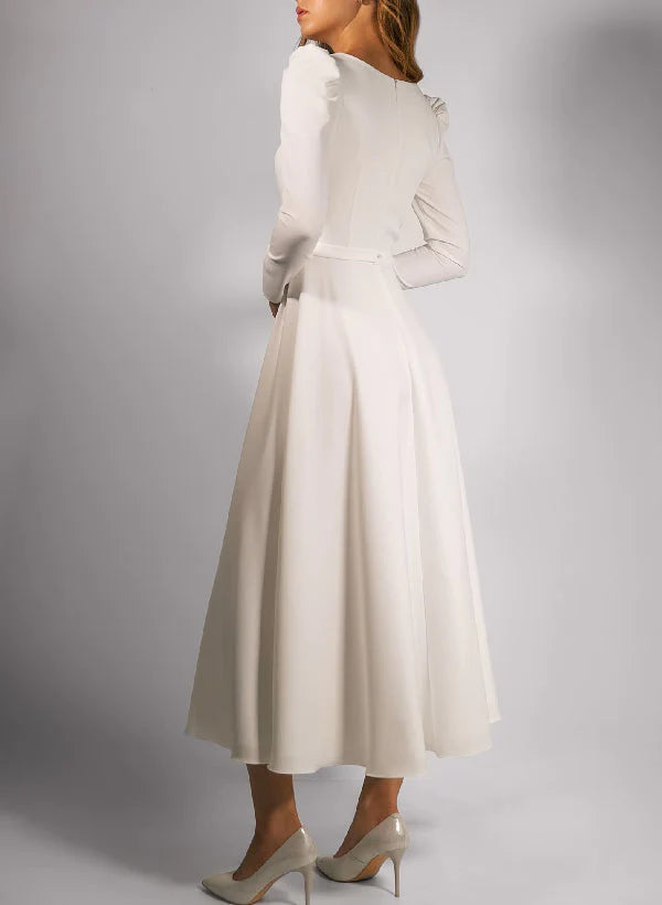 A-line/Princess Square Tea Long Wedding Dress