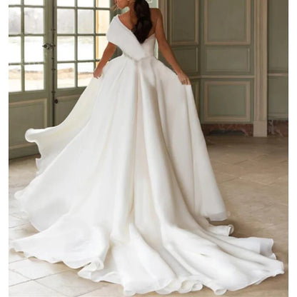 A-shaped/Princess One Shoulder Front Split Palace Tail Wedding Dress