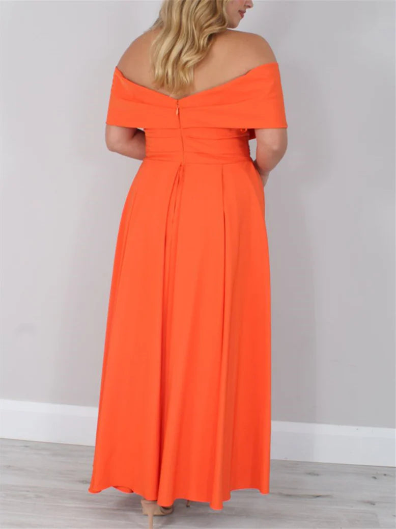 A-line/Princess Off Shoulder and Ankle Mother of the bride dress