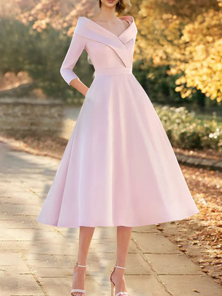 A-word/Princess Off Shoulder Flower mother of the bride dress