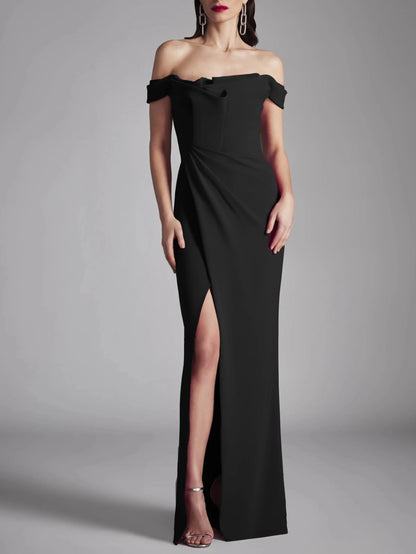 A-line/Princess strapless sleeveless ruffled edge mopping floor evening dress