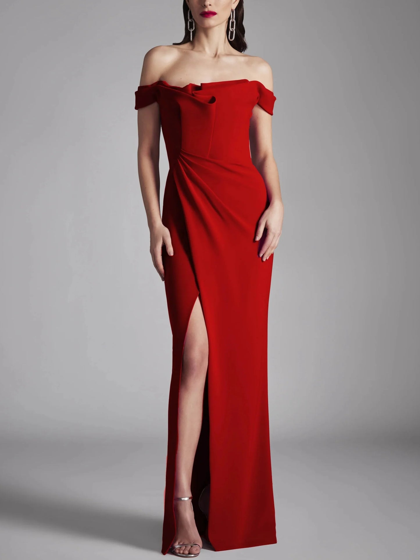 A-line/Princess strapless sleeveless ruffled edge mopping floor evening dress
