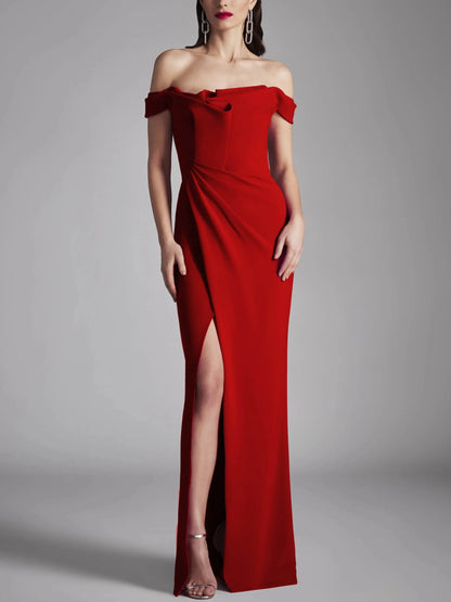 A-line/Princess strapless sleeveless ruffled edge mopping floor evening dress