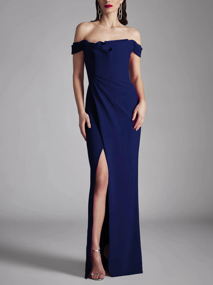 A-line/Princess strapless sleeveless ruffled edge mopping floor evening dress