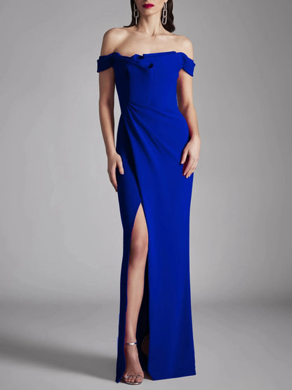 A-line/Princess strapless sleeveless ruffled edge mopping floor evening dress
