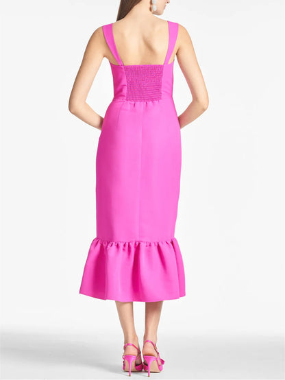 Tight fit/cylindrical square neck tea length Homecoming dresses