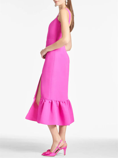 Tight fit/cylindrical square neck tea length Homecoming dresses