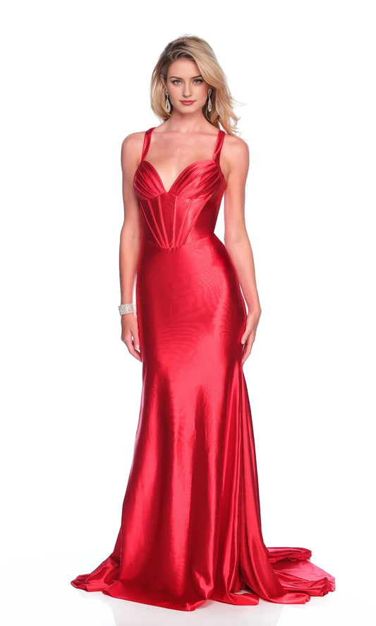 Mermaid V collar off shoulder sleeveless backless and floor length evening dress