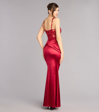 Elegant Satin Mermaid Sweetheart Spaghetti Strap Beaded Navy Evening Gown