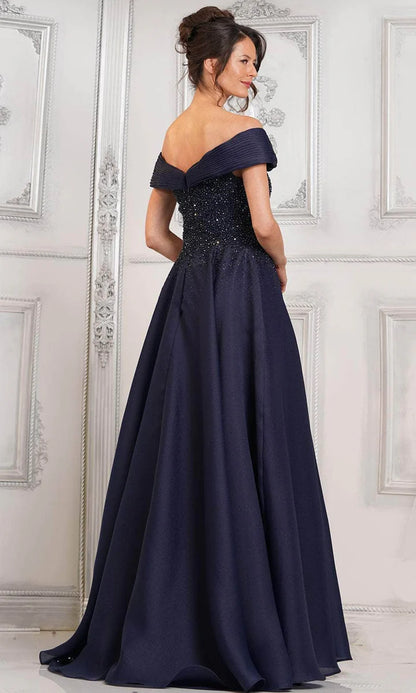 Off-the-Shoulder Beaded Bodice A-Line Floor Length Formal Mother of the Bride Dress