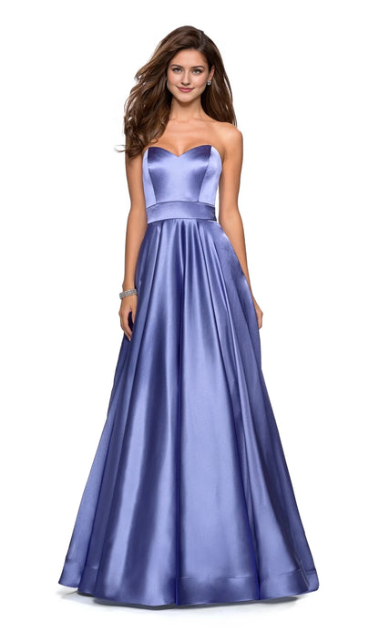 Off shoulder collar sleeveless strapless backless and floor length Evening dress