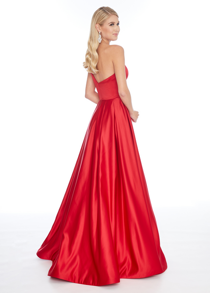 One Shoulder Sweetheart Satin A Line Prom Dress