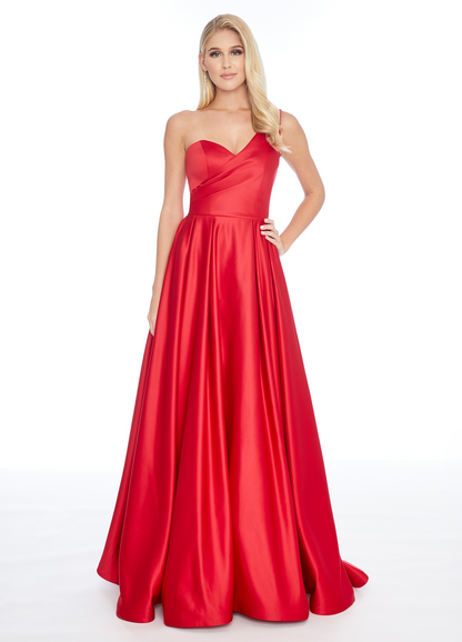 One Shoulder Sweetheart Satin A Line Prom Dress