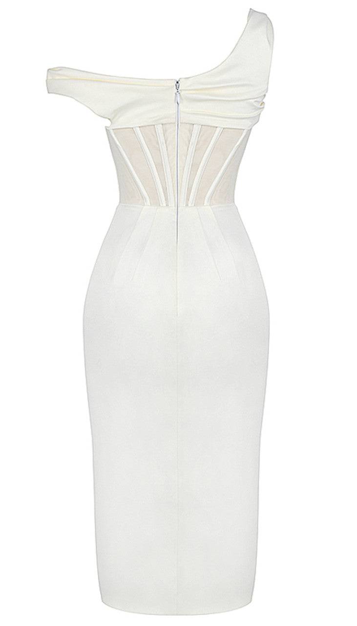 Unique solid color patchwork shoulder irregular dress