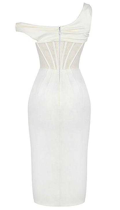 Unique solid color patchwork shoulder irregular dress