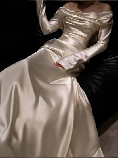 Opulent Off-the-Shoulder Long Sleeve Mermaid Floor Length Prom Dress