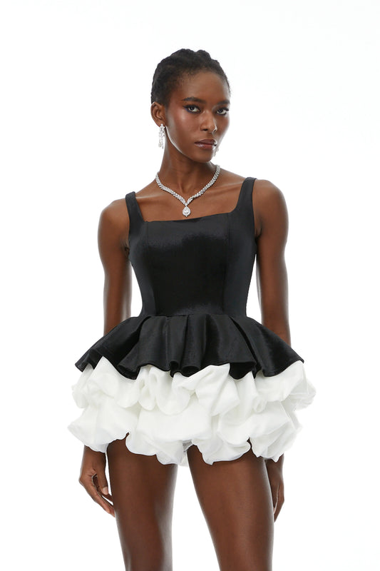 Playful Satin Princess Square Neck Sleeveless Lace-up Back Mini Homecoming Dresses