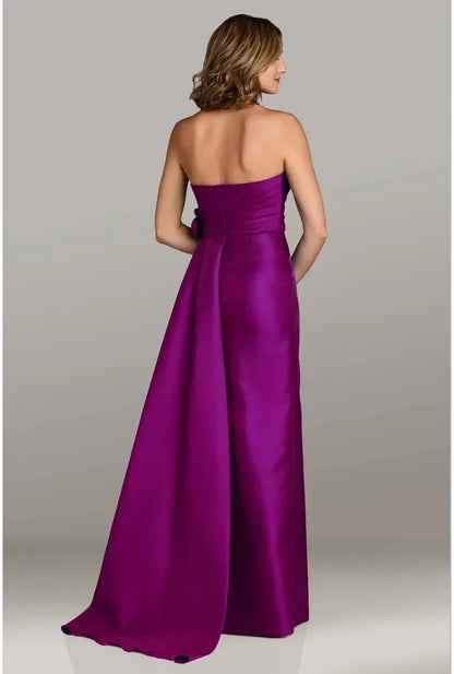 Radiant Satin A-Line Strapless Sleeveless Zipper Back Floor-Length Mother of the Bride Dresses