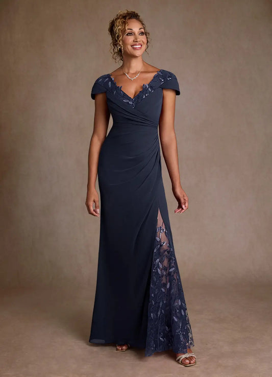 Refined Mermaid Off-the-Shoulder Sleeveless Floor Length Mother of the Bride Dress
