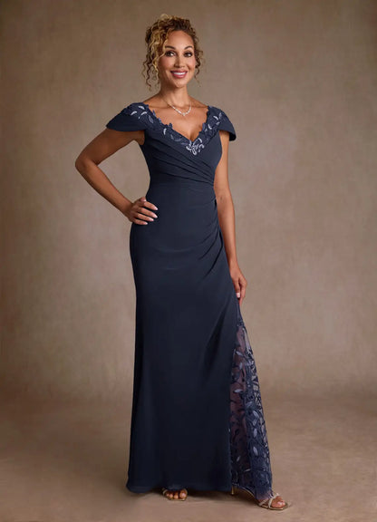 Refined Mermaid Off-the-Shoulder Sleeveless Floor Length Mother of the Bride Dress