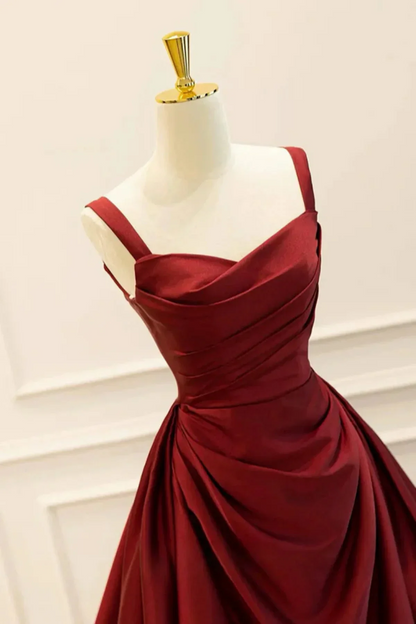Regal Ball-Gown Sweetheart-Neck Wide-Straps Floor-Length Satin Prom Dress