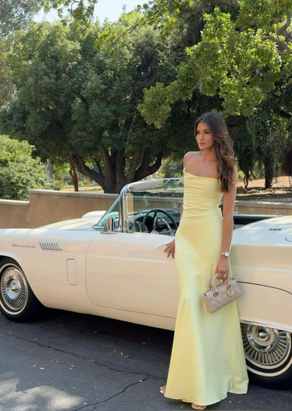 Elegant Crepe Mermaid Strapless Lace-Up Floor-Length Prom Gown
