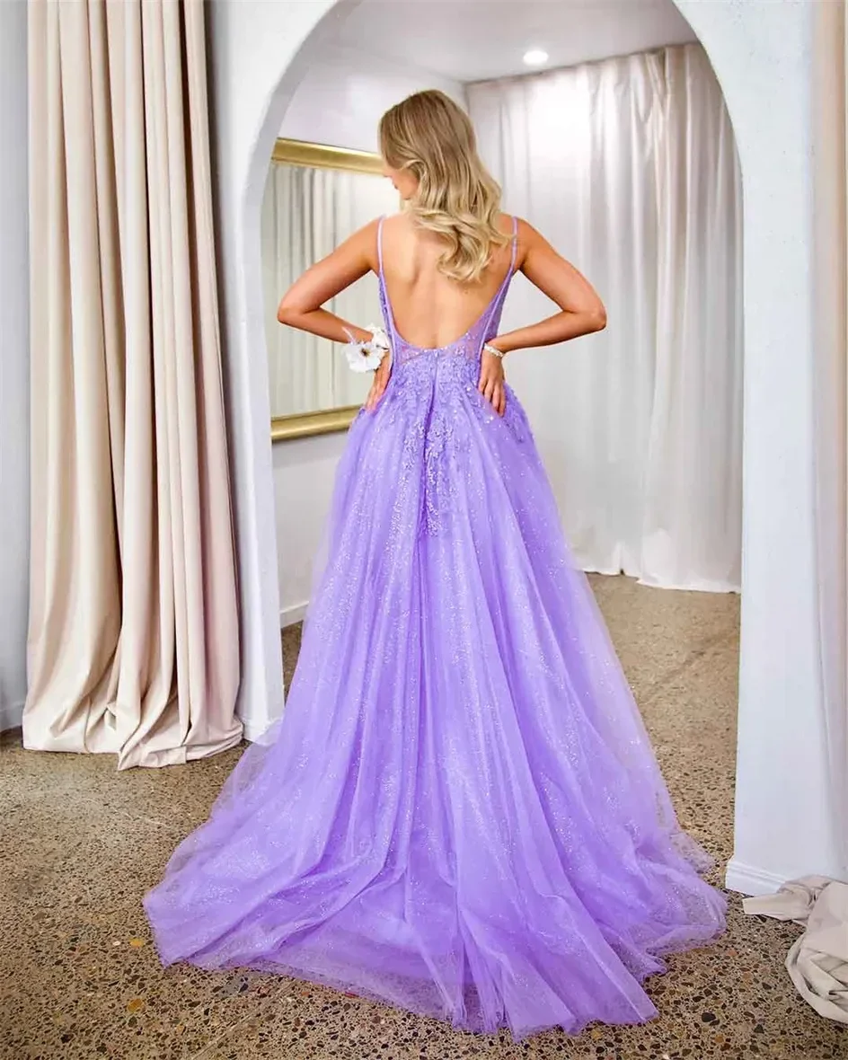 Regal Glittered Tulle A-Line Sweetheart Corset Floor-Length Prom Dress