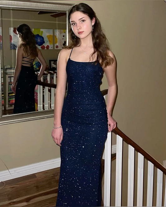Regal Sequin-Embellished Strapless Lace-Up-Back Bodycon Floor Length Prom Dress