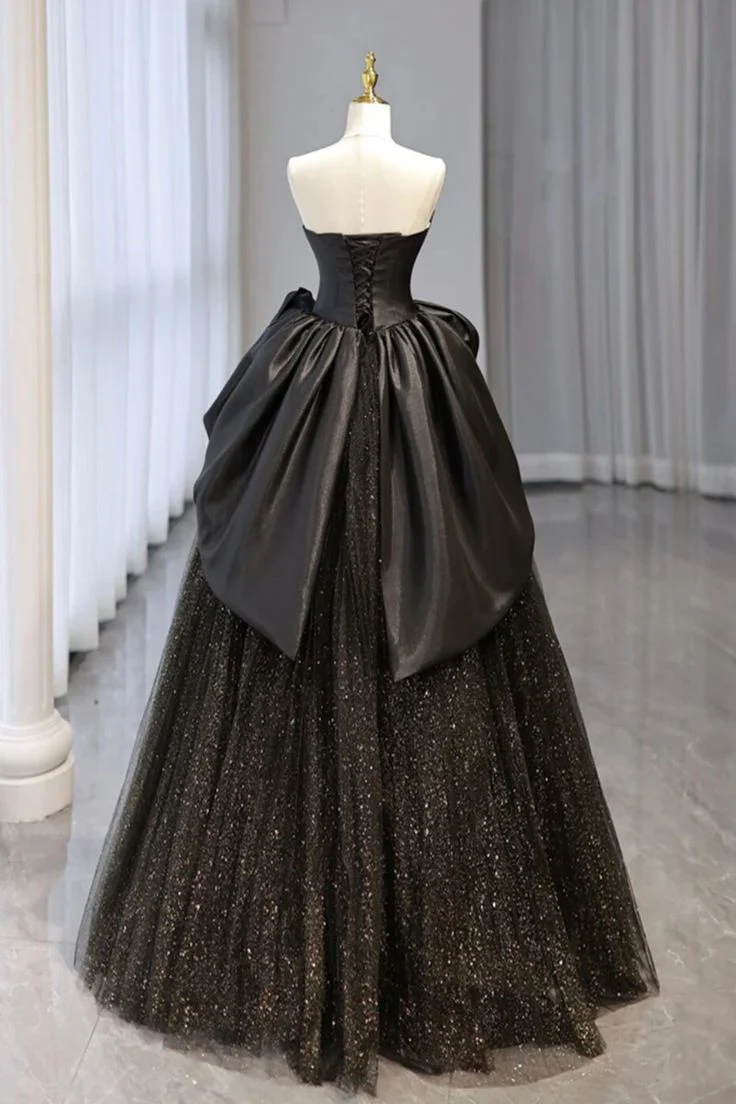Regal Glitter Tulle Ball-Gown Sweetheart Corset Floor-Length Prom Dress