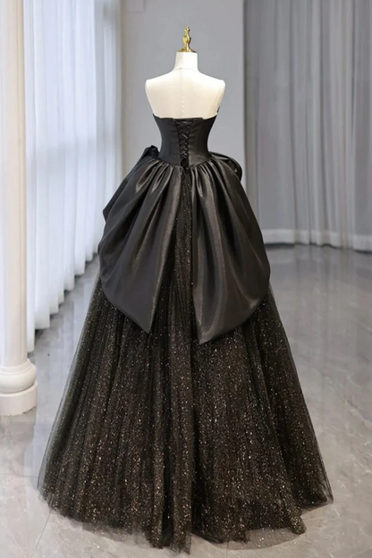 Regal Glitter Tulle Ball-Gown Sweetheart Corset Floor-Length Prom Dress