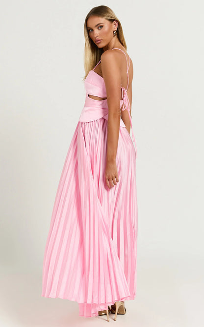 Romantic Satin A-Line Sweetheart Backless Pleated Floor-Length Evening Dress