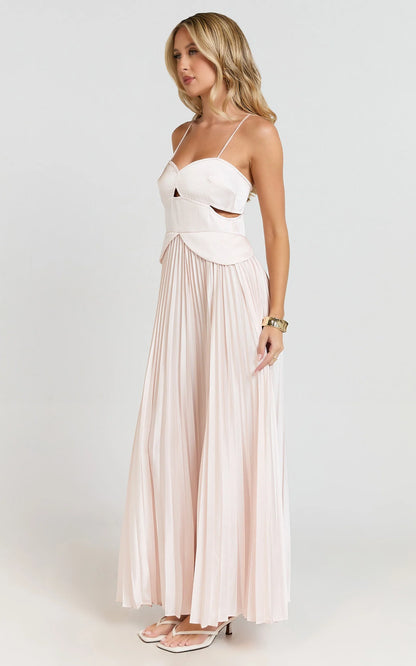 Romantic Satin A-Line Sweetheart Backless Pleated Floor-Length Evening Dress