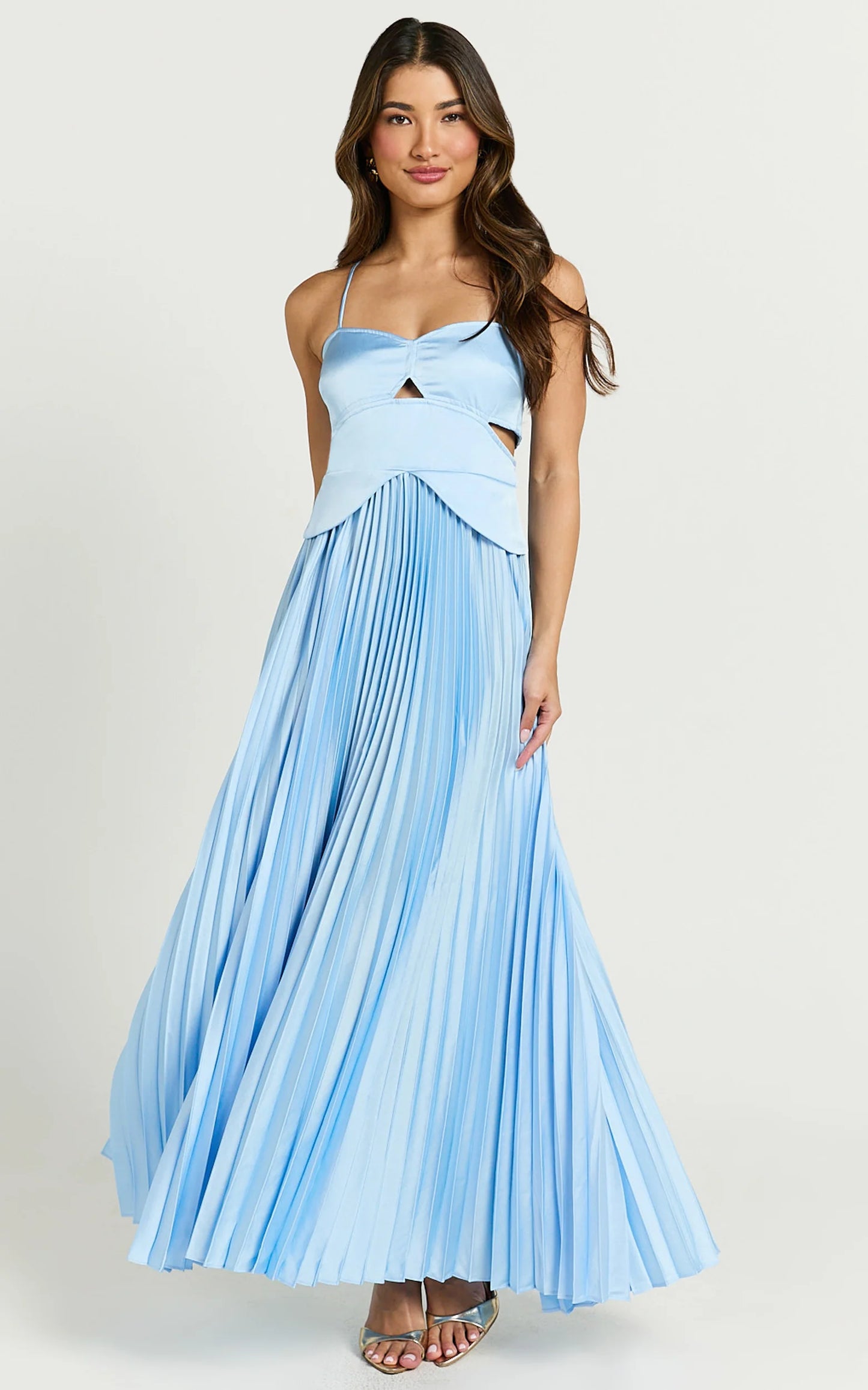 Romantic Satin A-Line Sweetheart Backless Pleated Floor-Length Evening Dress