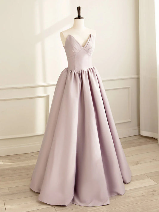Romantic Ball Gown Strapless Sweetheart Corset Back Floor-Length Prom Dress