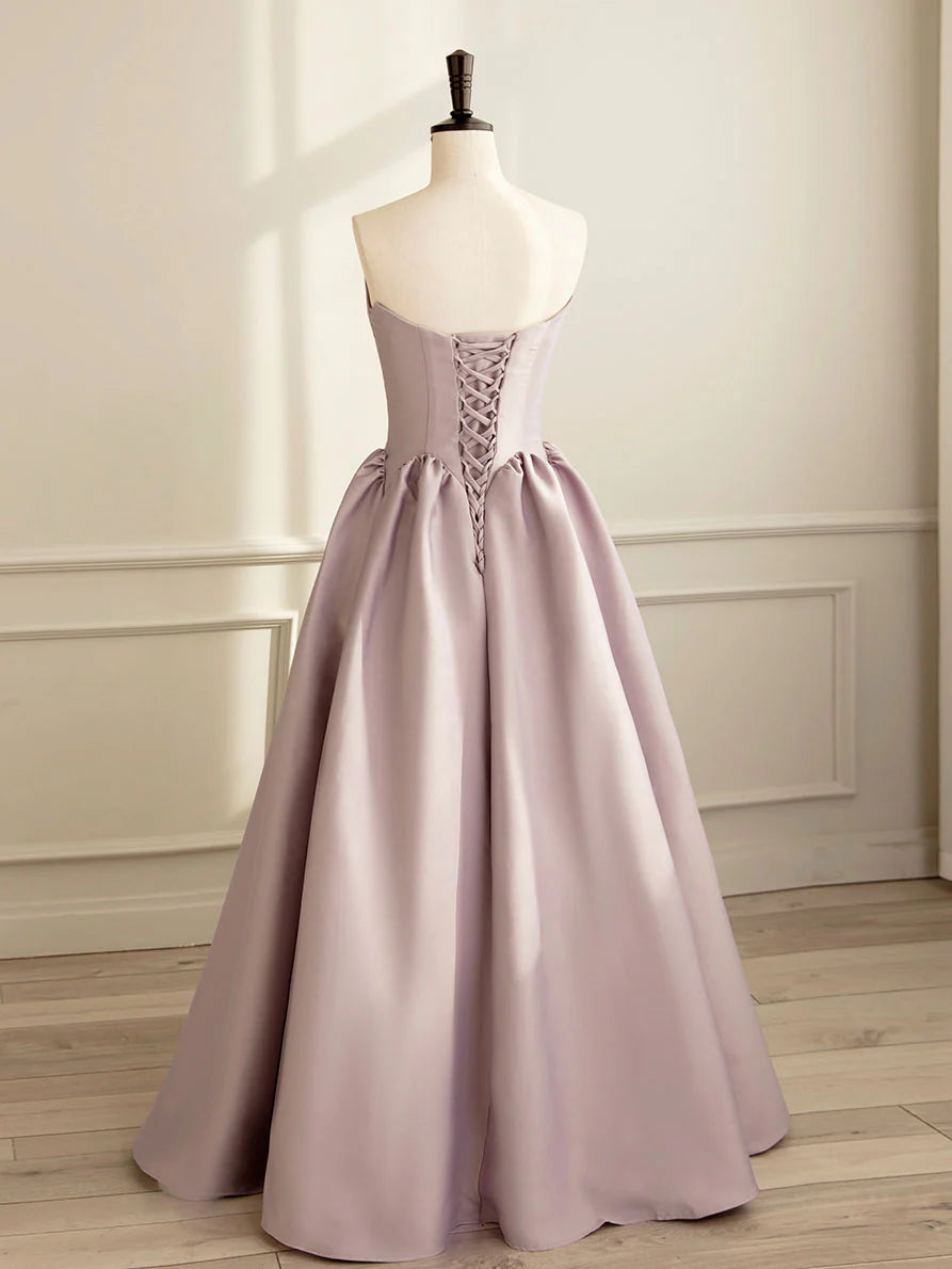 Romantic Ball Gown Strapless Sweetheart Corset Back Floor-Length Prom Dress
