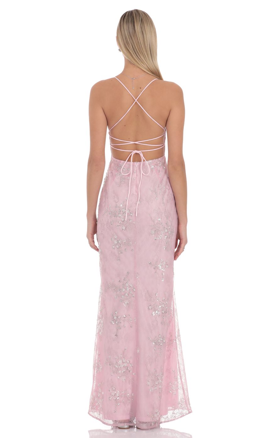 Romantic Blush Pink Spaghetti Strap Plunge V-neck Embellished Sequin Lace Lace-up Back Mermaid Floor-length Evening Dresses