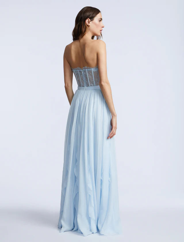 Romantic Fitted A-Line Sweetheart Neck Sleeveless Sheer Lace Back Floor-Length Evening Gown